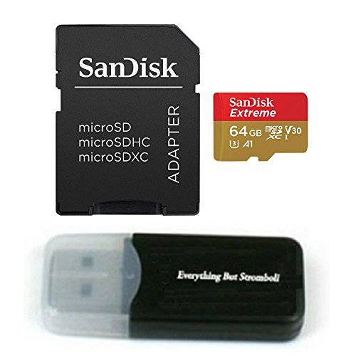 64GB Sandisk Extreme 4K 메모리 카드 works with DJI Mavic Air, Mavic 프로 Platinum 쿼드콥터 4K UHD 영상 카메라 무인비행기 - UHS-1 V30 64G 미니 SDXC with Everything But Stromboli (TM) 카드 리더,리더기