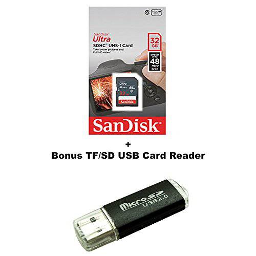 Sandisk 32GB SDSDHC Flash 메모리 카드 for Nintendo 3DS N3DS DS DSI&  Wii Media Kit, Nikon SLR Coolpix Camera, Kodak Easyshare, 캐논 Powershot, 캐논 EOS, 포함 with Bonus SD/ TF USB 카드 리더,리더기