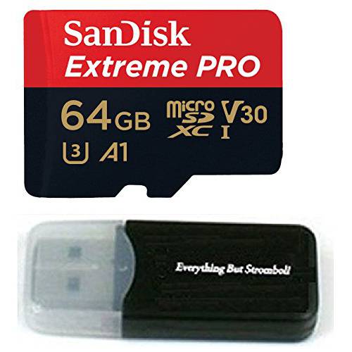 64GB Sandisk Extreme 프로 4K 메모리 카드 for 고프로 영웅 6, Fusion,  영웅 5, Karma Drone,  영웅 4, Session,  영웅 3, 3+,  영웅+  블랙 - UHS-1 V30 64G 미니 SDXC with Everything But Stromboli 카드 리더,리더기