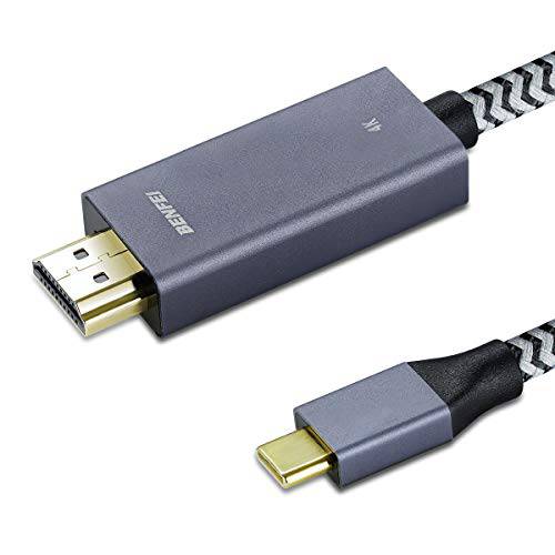 USB C to HDMI 케이블(4K@60Hz), Benfei USB Type-C to HDMI 케이블 [Thunderbolt 3] 호환가능한 for Mac북 프로 2019/ 2018/ 2017, 삼성 갤럭시 S9/ S8, 서피스 북 2, Dell XPS 13/ 15 and 더 - 6ft, 그레이
