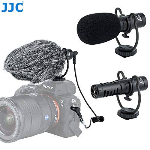 JJC SGM-V1 샷건 비디오 마이크,마이크로폰, 카디오이드 마이크,마이크로폰 콘덴서 마이크 Vdeomicro w/ 충격 마운트, Furry 폼 바람막이, 일렉트릿 콘덴서, 3.5mm TRS TRRS 케이블, Andoid 폰 DSLR 캠코더