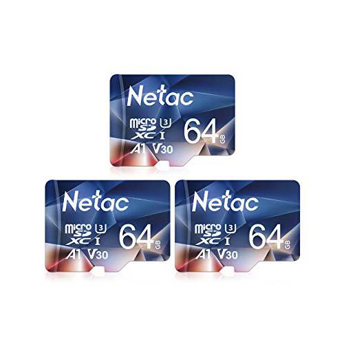 Netac 64GB X 3 마이크로 SD 카드 microSDXC UHS-I 메모리 카드 - 100MB S 667X U3 C10 Full HD 영상 V30 A1 FAT32 고속 플래시 TF 카드 P500 스마트폰 블루투스 스피커 태블릿,태블릿PC PC 카메라 VR for