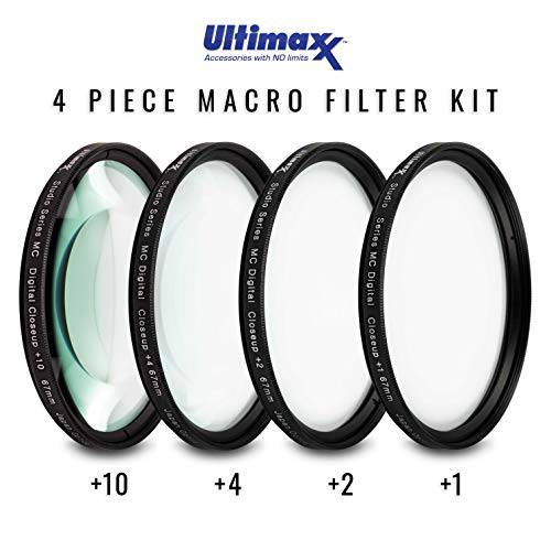 49MM Ultimaxx 프로페셔널 Four Piece HD Macro Close-up 필터 Kit (1, 2, 4, 10 디옵터 필터s) for 카메라 렌즈 with 49MM 필터 스레드 and 보호 필터 파우치