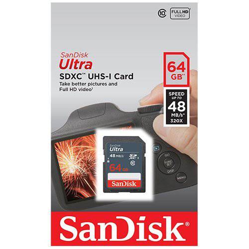SanDisk 울트라 64GB Class 10 SDXC UHS-1 메모리 카드 up to 48MB/ s - SDSDUNB-064G