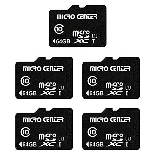Micro Center 64GB Class 10 Micro SDXC 플래시 메모리 카드 어댑터포함 휴대용 디바이스 메모리 휴대폰, 스마트폰 태블릿,태블릿PC Drone5 Pack for