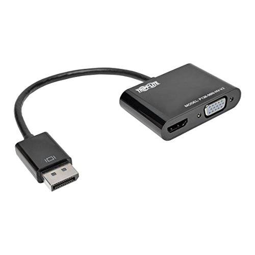 Tripp Lite DisplayPort,DP 1.2 to VGA/ HDMI All-in-One 컨버터 Adapter, 4Kx2K HDMI @ 24/ 30Hz, 6in (P136-06N-HV-V2), 블랙