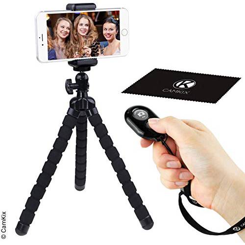 Camkix 플렉시블 문어 Style 삼각대 and 블루투스 리모컨, 원격 카메라 셔터 - 사용 for 비디오 통화, Online 회의, 브이로그, 실천하기 스트리밍, E-Learning - Take 포토 and 비디오 Wirelessly