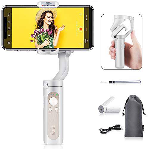 Hohem iSteady X, 3-Axis 경량 폴더블 짐벌 Stabilizer, Which is Only 0.57Lbs, support Moment/ Beauty/ Auto-Inception 모드 with iPhone 11/ Pro/ Max/ SE and 안드로이드 스마트폰 (0.57Lbs, White)