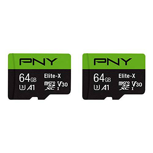 PNY 64GB Elite-X Class 10 U3 V30 microSDXC 플래시 메모리 카드 2-Pack