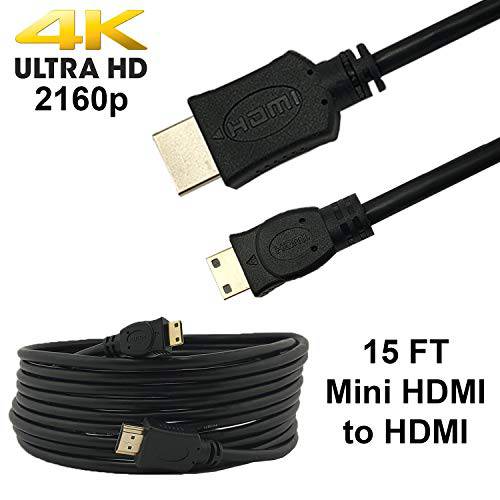 SatelliteSale High-Speed 미니 HDMI to HDMI TV 어댑터 케이블 [24K 금도금 | 구리 Core | PVC Jacket] 4K Resolution, 3D, 오디오 리턴 Channel, HDMI 랜포트 Channel (15 Feet)