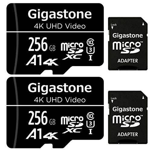 Gigastone 256GB 2-Pack 미니 SD Card, 4K UHD Video, Surveillance 세큐리티 캠 액션 캠 드론 Professional, 100MB/ s 미니 SDXC UHS-I A1 Class 10