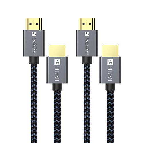 4K HDMI Cable4 ft 2 Pack, iVANKY 고속 18Gbps HDMI 2.0 케이블, 4K HDR, 3D, 2160P, 1080P,  이더넷 - Braided HDMI 케이블 32AWG, 오디오 Return(ARC) 호환가능한 UHD TV, Blu-ray, PS4, PS3, PC