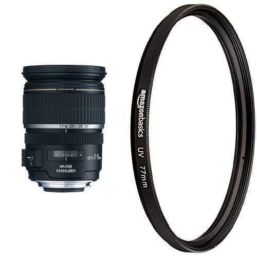 캐논 EF-S 17-55mm F/ 2.8 IS USM 렌즈 for 캐논 DSLR 캠 and AmazonBasics UV 프로텍트 렌즈 필터 - 77 mm