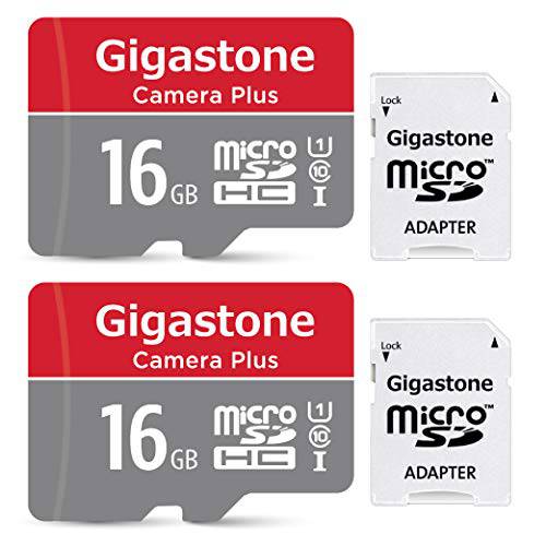 Gigastone 16GB 2-Pack 미니 SD 카드, 카메라 플러스 85MB/ S, 풀 HD 비디오, U1 C10 Class 10 미니 SDHC UHS-I 메모리 카드, with 마이크로SD to SD 어댑터