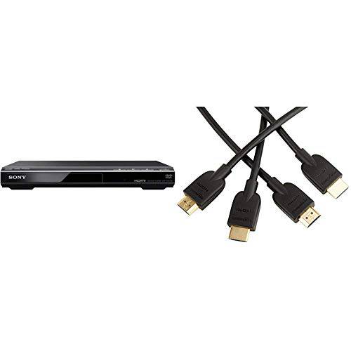Sony DVPSR510H DVD 플레이어, with HDMI port (Upscaling)& AmazonBasics High-Speed HDMI 케이블, 3 Feet, 2-Pack