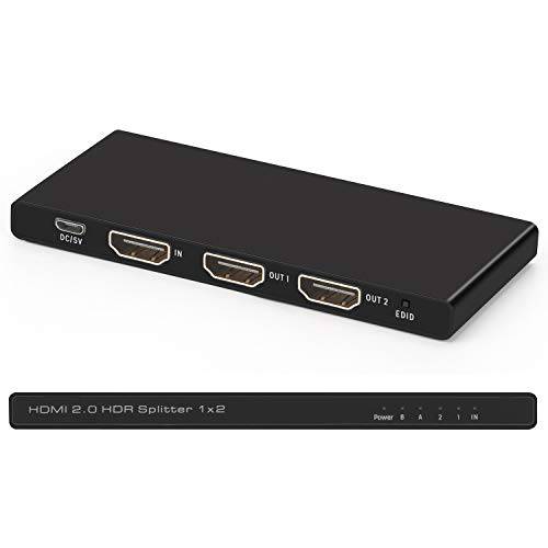 1x2 HDMI 분배기 HDMI 2.0 울트라 4K 1 in 2 Out 울트라 슬림 HDMI 분배기 support HDR 3D 풀 HD 1080P for 엑스박스, PS4 PS3 파이어 스틱 애플 TV HDTV - 어댑터 Included