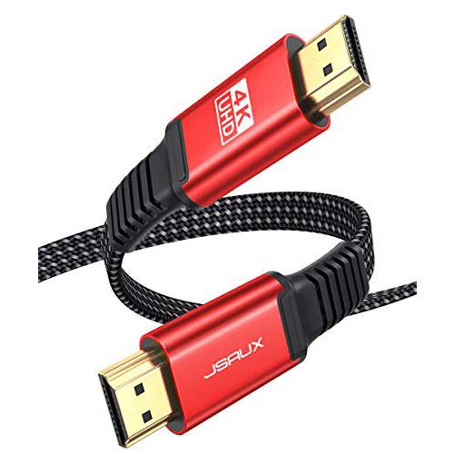 4K HDMI 케이블, JSAUX [10ft/ 3M] 평평한 슬림 HDMI 2.0 케이블 Ultral 고속 18Gbps 케이블 지지,보호 3D, 비디오 4K@60Hz, 2160P, HD 1080P, 랜포트 호환가능한 with 파이어 TV, 애플 TV, 플레이스테이션 PS4 PS3 - 레드