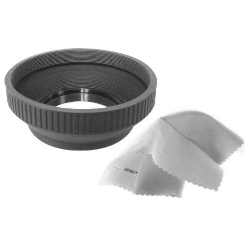 캐논 VIXIA HF100 프로 디지털 렌즈 후드 (접이식,접을수있는 디자인) (37mm)+ Nwv 다이렉트 극세사 클리닝 천.