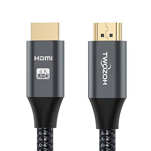 4K HDMI 케이블 15FT/ 5M, Twozoh  고속 18Gbps HDMI to HDMI 2.0 케이블, Braided HDMI 케이블 호환가능한 PS5, PS3, PS4, PC, 프로젝터, HDTV, 엑스박스