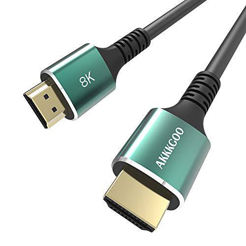 AKKKGOO 8K HDMI 케이블 3.3ft HDMI 2.1 케이블 리얼 8K,  고속 48Gbps 8K(7680x4320)@60Hz, 4K@120Hz, HDCP 2.2, 4:4:4 HDR, 3D, eARC 호환가능한 애플 TV, 삼성 QLED TV (1M)