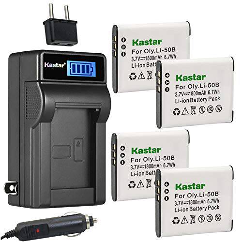 Kastar 4-Pack LB-050 LB-052 배터리 and LCD AC 충전기 호환가능한 코닥 PixPro FZ151, PixPro FZ152, Pixpro FZ201, Pixpro SL10 스마트 렌즈, Pixpro SL25 스마트 렌즈, Pixpro SPZ1 디지털 카메라