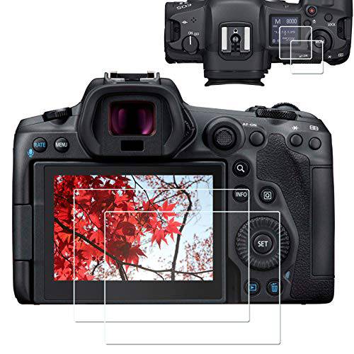 EOS R5 탑+  화면보호필름, 액정보호필름, ZLMC  캐논 R5 full-frame 미러리스 카메라 (2+ 2Pack), 0.3mm 9H ultra-high-definition scratch-resistant 강화유리 화면보호필름, 액정보호필름