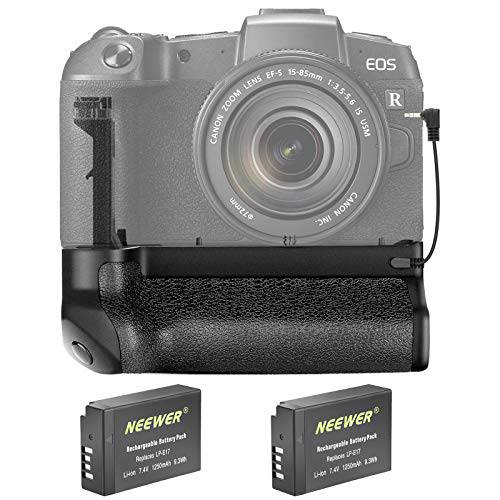 Neewer  버티컬 배터리 그립 호환가능한 캐논 EOS RP DSLR 카메라,  2 팩 7.4v 1250mAh 캐논 LP-E17 교체용 충전식 Li-ion 배터리