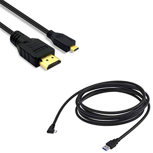 [2-Pack] CBUS 15ft 케이블 번들, 묶음  USB-C to A 케이블+  마이크로 HDMI 케이블 호환가능한 소니 알파 a7C, a7R IV, 캐논 EOS R6, EOS R5, 후지필름 X-T4, 파나소닉 루믹스 DC-S5