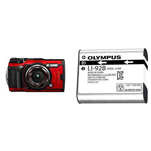 올림푸스 내구성 TG-6 방수 카메라, 레드 w/ 올림푸스 Li-92 충전식 배터리