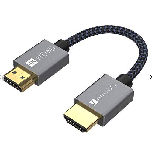 HDMI 케이블 4K 1ft, iVANKY 18Gbps 고속 HDMI 2.0 케이블, 4K HDR, HDCP 2.2/ 1.4, 3D, 2160P, 1080P,  이더넷 - Braided HDMI 케이블 32AWG, 오디오 Return(ARC) 호환가능한 UHD TV, Blu-ray, 모니터