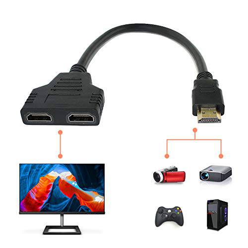 HDMI 케이블 분배기 1 in 2 Out HDMI 어댑터 케이블 HDMI 남성 to 듀얼 HDMI 여성 1 to 2 웨이, 지원 2 TVs at The Same 시간, 신호 원 in, 2 Out