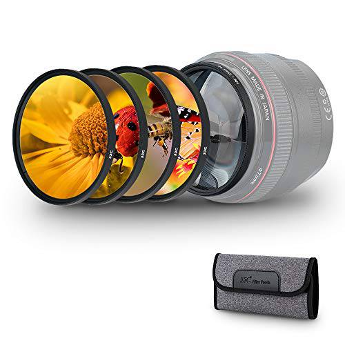 JJC 55 mm 매크로 Close-Up 필터 세트 (+ 2+ 4+ 8+ 10) 매크로 필터 악세사리 렌즈 필터 파우치 캐논 니콘 소니 렌즈