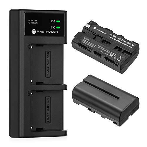 FirstPower 2-Pack NP-F550 배터리 2700mAh 듀얼 USB 충전기 소니 NP-F970, F750, F770, F960, F530, F330, F570, CCD-SC55, TR516, TR716, TR818, TR910, TR917 and More