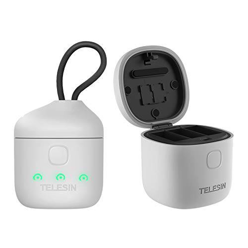 TELESIN Allin 박스 USB 배터리 충전기 고프로 히어로 9 블랙,  고속 USB 3.0 SD 카드 리더, 리더기 기능 방수 스토리지 Carry 케이스 3-Pack 고 프로 9 Original 배터리