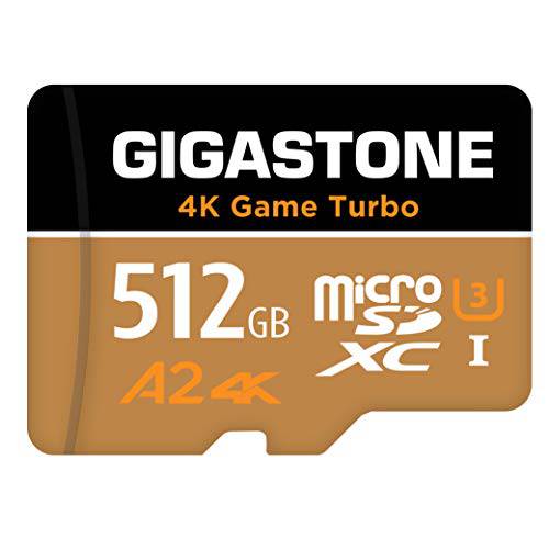 Gigastone 512GB 마이크로 SD 카드, 4K UHD 게임 터보, Nintendo-Switch 호환가능한, Read/ Write 100/ 80 MB/ S, A2 어플 퍼포먼스, UHS-I U3 C10 Class 10 메모리 카드,  [5-Yrs 프리 데이터 복구]