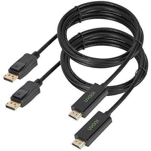 디스플레이Port (DP) to HDMI HDTV 케이블 10ft - 2 팩, UVOOI  디스플레이 Port to HDMI 케이블 어댑터 지원 비디오 and 오디오