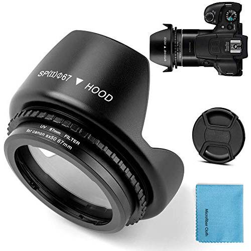67mm 메탈 필터 어댑터 링 캐논 PowerShot SX30 is/ SX40 HS/ SX50 HS SX70HS 디지털 카메라 교체용 캐논 FA-DC67A 필터 어댑터 튤립 플라워 렌즈 후드 UV 필터