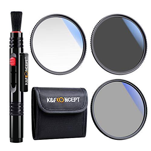 K&F Concept 37mm UV/ CPL/ ND 프로페셔널 렌즈 필터 키트 (3 피스), UV 필터+  원형 편광필터+  중성 농도 필터 ( ND4)+  클리닝 펜+  필터 파우치 카메라 렌즈