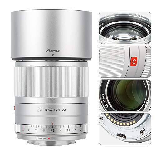 Viltrox 56mm F1.4 오토포커스 렌즈 호환가능한 후지, 라지 조리개 APS-C 포맷 Portrait 렌즈 후지필름 X-Mount 카메라 X-T200/ T30/ T4/ T3/ A7/ Pro3 USB 업그레이드 포트 (56mm f1.4 FX)
