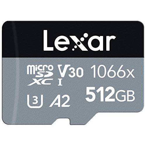 Lexar 프로페셔널 1066x 512GB microSDXC UHS-I 카드 w/ SD 어댑터 실버 시리즈, Up to 160MB/ s Read, 액션 카메라, 드론, High-End 스마트폰 and 태블릿 (LMS1066512G-BNANU)
