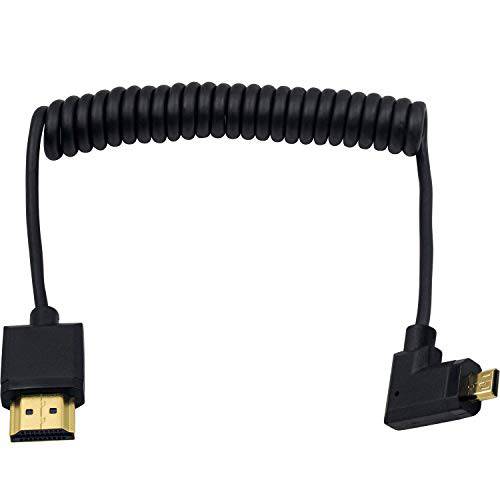 Duttek 마이크로 HDMI to 스탠다드 HDMI 케이블, 마이크로 HDMI to HDMI 말린케이블 케이블, 익스트림 슬림 오른쪽 앵글드 마이크로 HDMI Male to HDMI Male 말린케이블 케이블 1080P, 4K, 울트라 HD, 3D (1.2M/ 4FT)