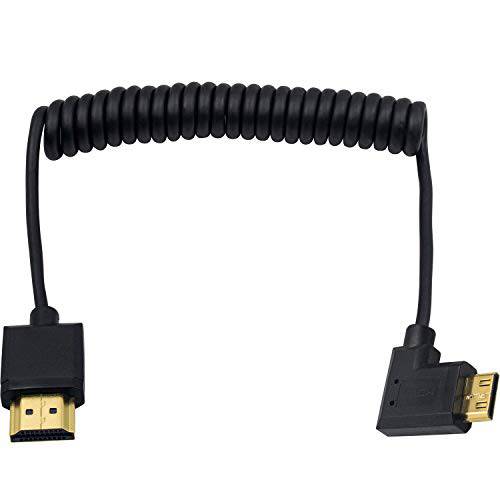 Duttek 미니 HDMI to 스탠다드 HDMI 케이블, 미니 HDMI to HDMI 말린케이블 케이블, Ultra-Thin 오른쪽 앵글드 HDMI Male to 미니 HDMI Male 말린케이블 케이블 지원 4K 울트라 HD, 1080p, 3D (HDMI 2.0) (1.2M/ 4FT)