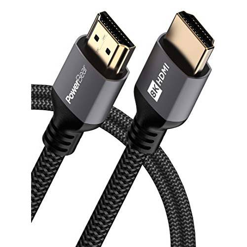 PowerBear 8K HDMI 케이블 3 ft | 고속, Braided 나일론&  골드 커넥터, 8K @ 60Hz, 4K @ 120 Hz, 2K, 1080P& Arc 호환가능한 | 노트북, 모니터, PS5, PS4, 엑스박스 원, 파이어 TV, 애플 TV& More