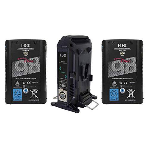 IDX 2 팩 DUO-C98 96Wh High-Load 배터리 D-Tap Advanced, 스탠다드 D-Tap& USB 포트 VL-2X 2-Channel 충전기 V-Mount Li-Ion/ Ni-Cad 배터리