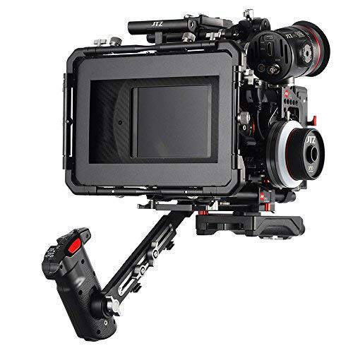 JTZ DP30 JL-JS7 카메라 케이지+ 15mm 레일 로드 베이스플레이트 리그, 탑 핸들+ 숄더 패드& 전기,전동 핸들 그립+ 팔로우 포커스+ 4×4 카본 파이버 매트 박스 소니 A9 II, A7 III, A7R III, A7S III A7RIV Dslr 카메라