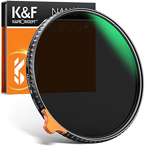 K& F Concept 62mm 가변 ND 필터 ND2-ND400 (9 정지) 퍼터 HD 32 Multi-Layer 코팅 Janpanese 광학 글래스 조절가능 중성 농도 필터 카메라 렌즈 (Nano-X II)