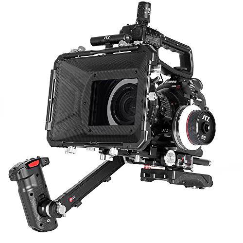 JTZ DP30 카메라 케이지 15mm 레일 로드 베이스플레이트 리그+ 숄더 패드 and 전기,전동 그립+ 팔로우 포커스+ 4×4 카본 파이버 매트 박스 캐논 EOS C100 C300 C500 Mark II 프로페셔널 비디오 카메라