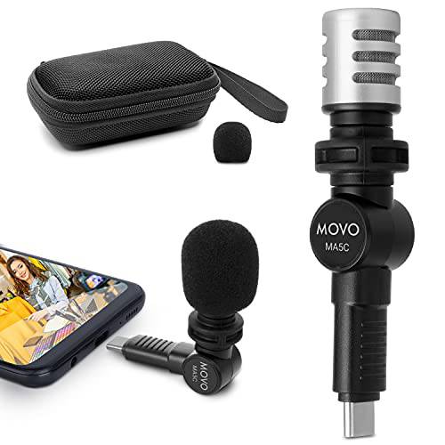 Movo MA5C USB-C 마이크,마이크로폰 비디오 레코딩 - Type-C 마이크,마이크로폰 아이패드 프로, 안드로이드 디바이스 - 스몰 마이크,마이크로폰 폰 비디오 오디오 - 미니 마이크,마이크로폰 USB C 플러그 여행용 and 줌 전화