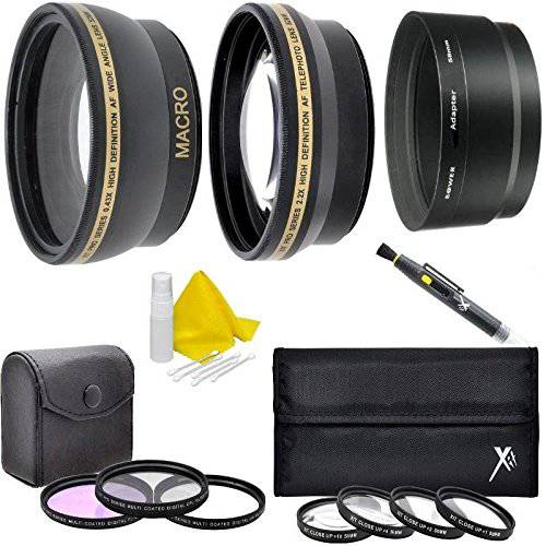 58mm 렌즈 필터 키트 캐논 PowerShot G16 G15 (포함 와이드 앵글, 망원, 3PC 필터 키트, 4PC 매크로 렌즈 키트, 펜 먼지 렌즈 클리너, 렌즈 튜브 어댑터)