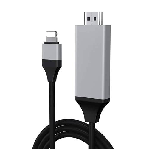 라이트닝 to HDMI 어댑터 케이블 아이폰 아이패드, 애플 MFi 인증된 2K 라이트닝 to 디지털 AV 어댑터 동기화 스크린 컨버터, 변환기 아이폰 아이패드 아이팟 HDMI 컨버터, 변환기 to HD TV 프로젝터 Monitor-Black, 6.6 Ft